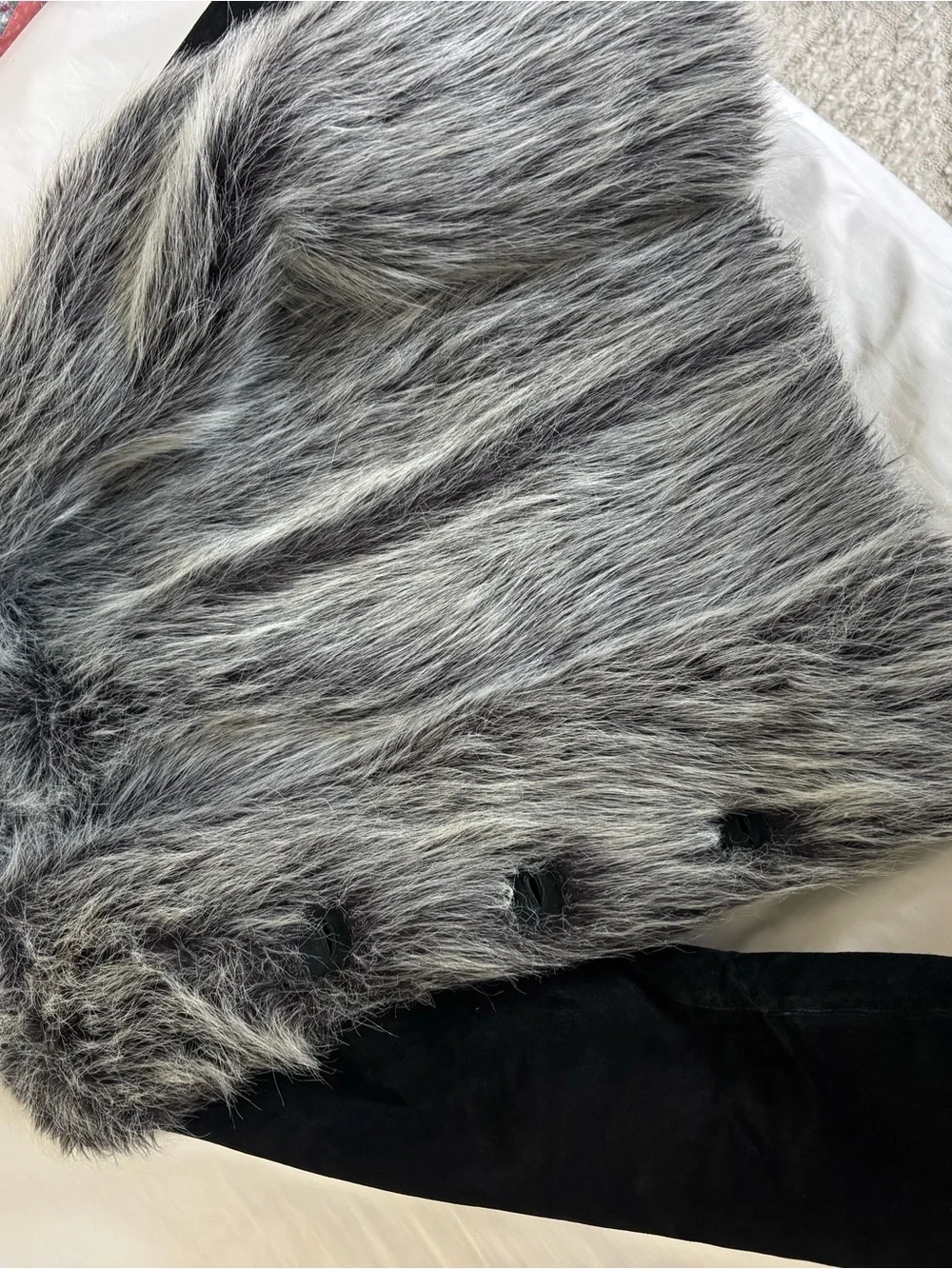 Vintage Y2K 90s penny lane black suede leather faux fur jacket Size medium